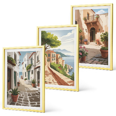Cadre photo mural Rues, maisons, plantes, pots
