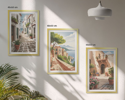 Cadre photo mural Rues, maisons, plantes, pots