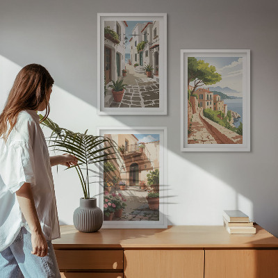 Cadre photo mural Rues, maisons, plantes, pots