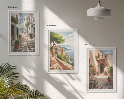 Cadre photo mural Rues, maisons, plantes, pots
