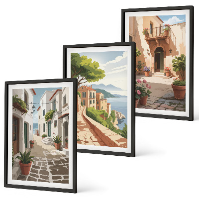 Cadre photo mural Rues, maisons, plantes, pots