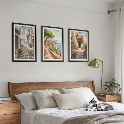 Cadre photo mural Rues, maisons, plantes, pots