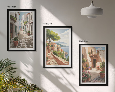 Cadre photo mural Rues, maisons, plantes, pots