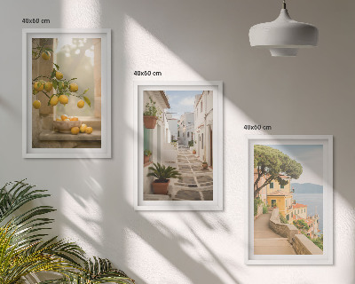 Lot de 3 tableaux pour salon Vue sur un agrumes depuis la fenêtre