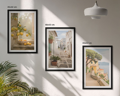 Lot de 3 tableaux pour salon Vue sur un agrumes depuis la fenêtre
