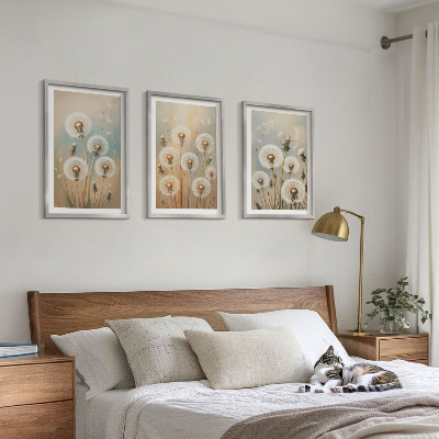 Cadre photo mural Fleurs de pissenlit pastel
