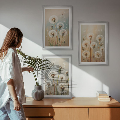 Cadre photo mural Fleurs de pissenlit pastel