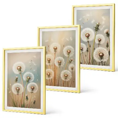 Cadre photo mural motif fleurs de pissenlit pastel