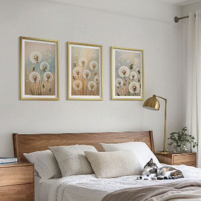 Cadre photo mural Fleurs de pissenlit pastel