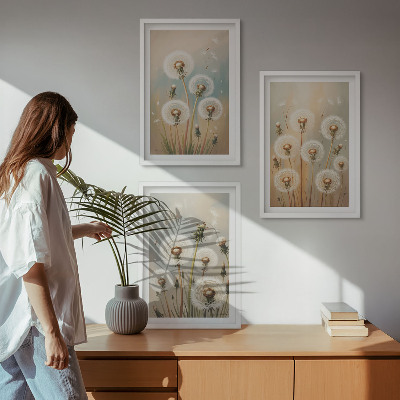 Cadre photo mural Fleurs de pissenlit pastel