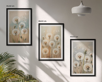 Cadre photo mural Fleurs de pissenlit pastel