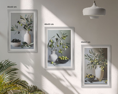 Cadre photo mural Olives dans des vases discrets