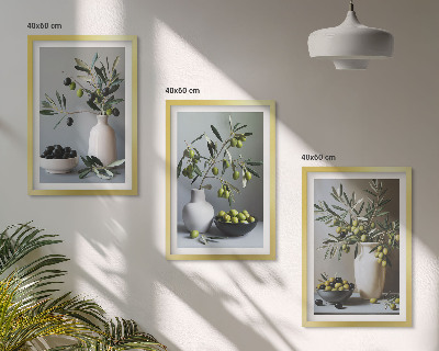 Cadre photo mural Olives dans des vases discrets