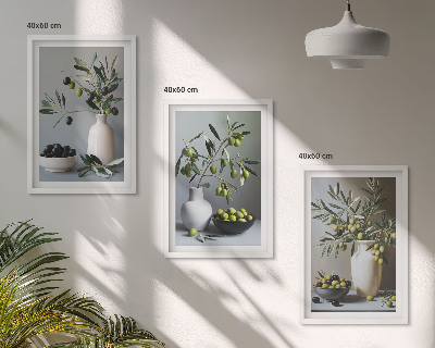 Cadre photo mural Olives dans des vases discrets