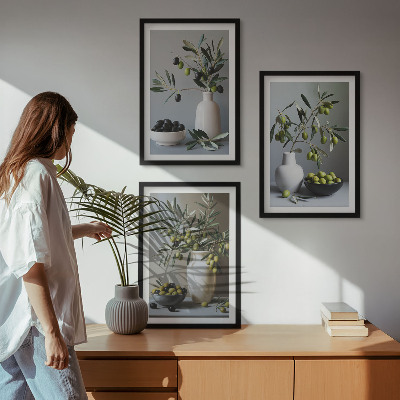 Cadre photo mural Olives dans des vases discrets
