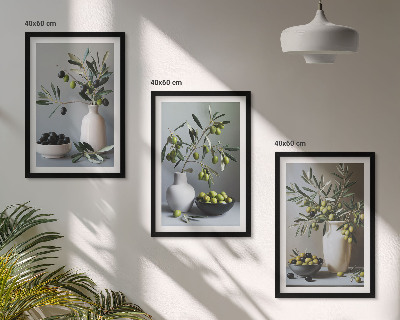 Cadre photo mural Olives dans des vases discrets
