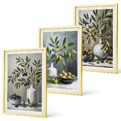 Cadre photo mural en céramique grise décor olives