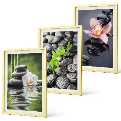 Cadre photo mural composition zen apaisante avec fleurs et eau