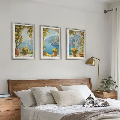 Cadre photo mural paysages marins avec citrons et fenêtres