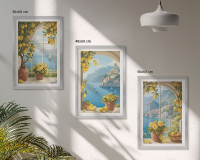 Cadre photo mural Paysages marins, citrons, fenêtres