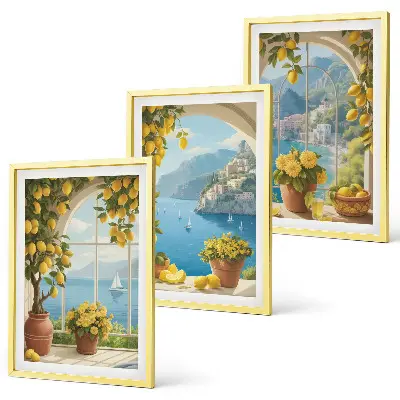 Cadre photo mural paysages marins avec citrons et fenêtres