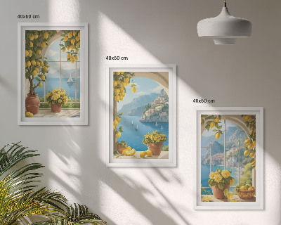 Cadre photo mural Paysages marins, citrons, fenêtres