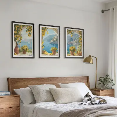 Cadre photo mural paysages marins avec citrons et fenêtres