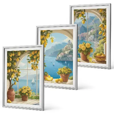 Cadre photo mural paysages marins avec citrons et fenêtres