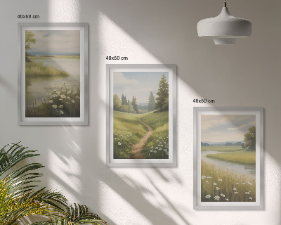 Cadre photo mural Paysage printanier, prairie riveraine