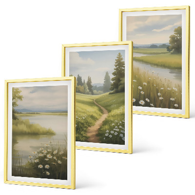 Cadre photo mural Paysage printanier, prairie riveraine