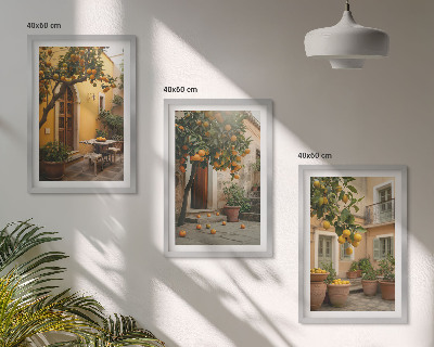 Lot de 3 tableaux pour salon Agrumes du jardin ensoleillé