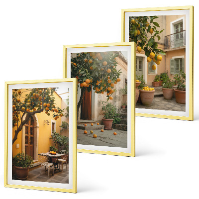 Lot de 3 tableaux pour salon Agrumes du jardin ensoleillé