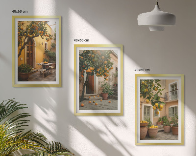 Lot de 3 tableaux pour salon Agrumes du jardin ensoleillé