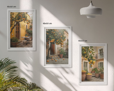 Lot de 3 tableaux pour salon Agrumes du jardin ensoleillé
