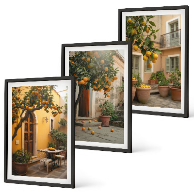 Lot de 3 tableaux pour salon Agrumes du jardin ensoleillé