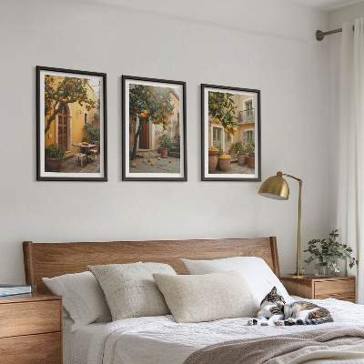 Lot de 3 tableaux pour salon Agrumes du jardin ensoleillé