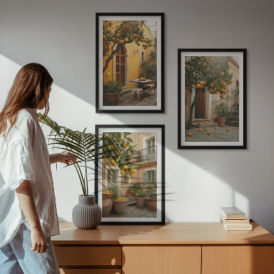 Lot de 3 tableaux pour salon Agrumes du jardin ensoleillé
