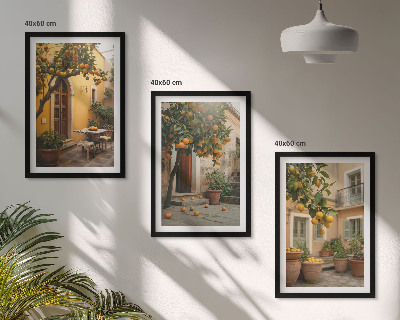 Lot de 3 tableaux pour salon Agrumes du jardin ensoleillé