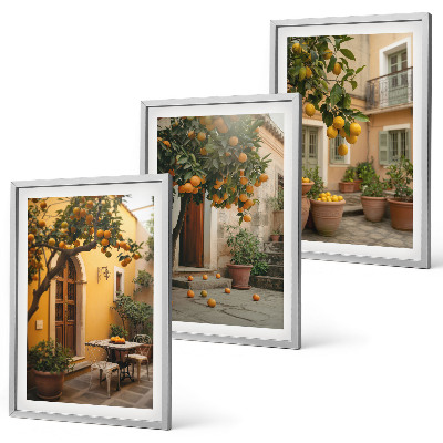 Lot de 3 tableaux pour salon Agrumes du jardin ensoleillé