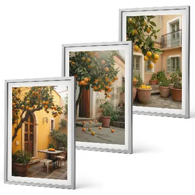 Lot de 3 tableaux pour salon représentant des agrumes du jardin ensoleillé