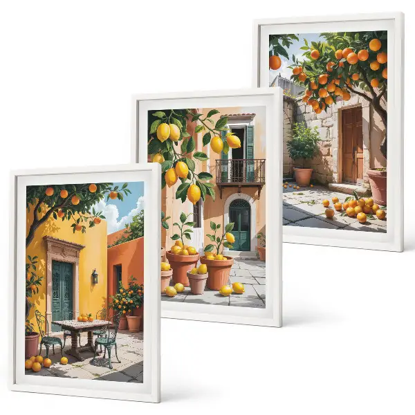 Cadre photo mural motif agrumes dans le jardin