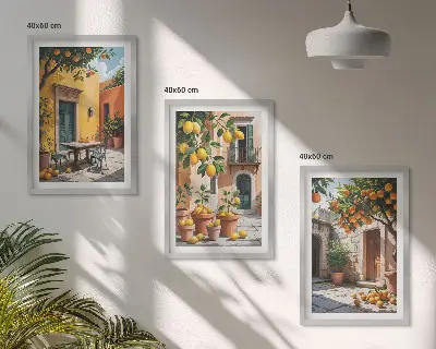 Cadre photo mural motif agrumes dans le jardin