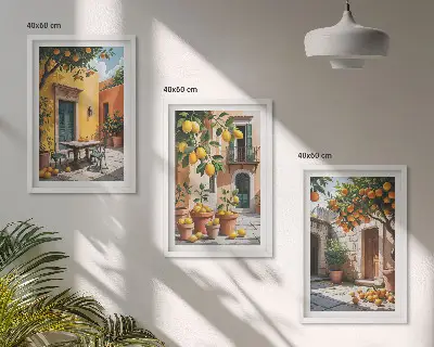 Cadre photo mural motif agrumes dans le jardin