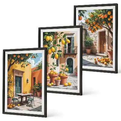 Cadre photo mural motif agrumes dans le jardin