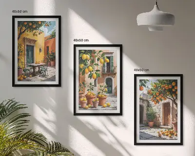 Cadre photo mural motif agrumes dans le jardin