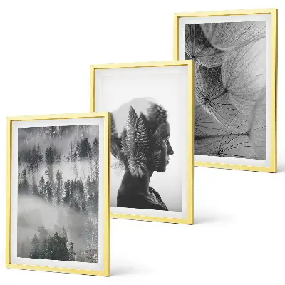 Lot de 3 tableaux pour salon représentant un portrait de forêt avec des arbres et un pissenlit