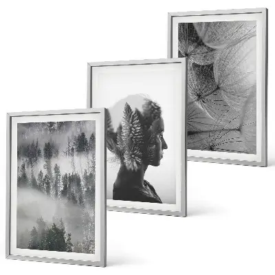Lot de 3 tableaux pour salon représentant un portrait de forêt avec des arbres et un pissenlit