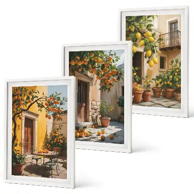 Cadre photo mural motif agrumes pour plantes de cour