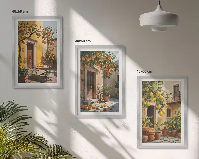 Cadre photo mural motif agrumes pour plantes de cour