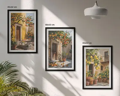 Cadre photo mural motif agrumes pour plantes de cour